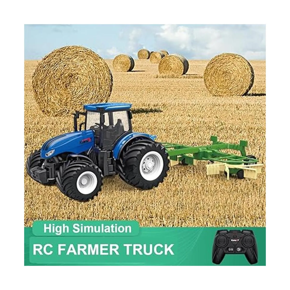 Tractor de granja de camión RC con 2 baterías recargables_2