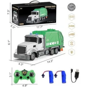 Camión de basura RC 2.4G con luces control remoto de 6_6