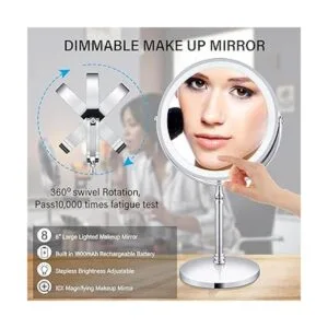 AMZTOLIFE Espejo de maquillaje iluminado de 8 pulgadas_2