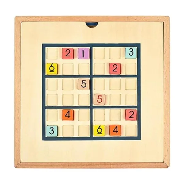 BOHS Juego de mesa de Sudoku de madera arcoíris con cajón_4