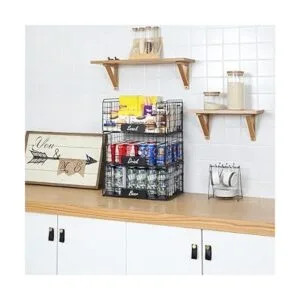 Paquete de 3 cestas apilables de alambre con asas para_4