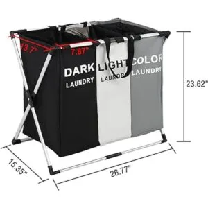 Cesta de lavandería de 3 secciones canasta de ropa sucia_2