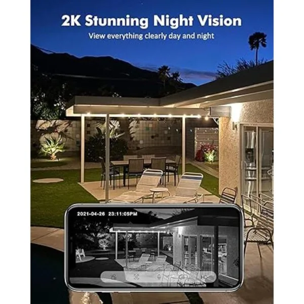 ZUMIMALL Cámara para exteriores inalámbrica 2K FHD con_4