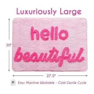 Hello Beautiful Tapete de baño rosa claro color_3