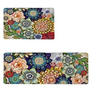 Alfombras de cocina coloridas y bohemias florales para_1