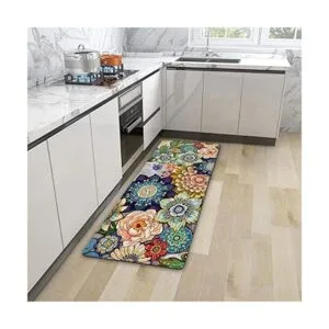 Alfombras de cocina coloridas y bohemias florales para_7