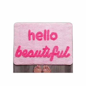 Hello Beautiful Tapete de baño rosa claro color_1
