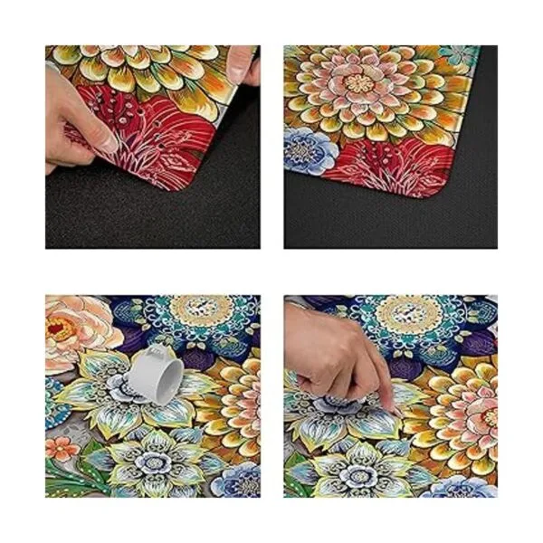 Alfombras de cocina coloridas y bohemias florales para_4