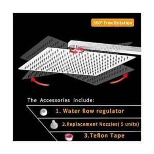 BESy Cabezal de ducha efecto lluvia cuadrado de acero_2