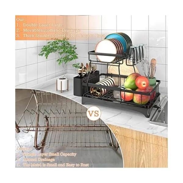 Godboat Dish Drying Rack with Drainboard 2Tier Dish Racks_5