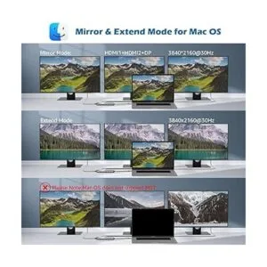 Estación de acoplamiento USB C a adaptador HDMI dual USB C_3