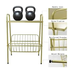 jbikao Mesa auxiliar dorada mesa decorativa con soporte_4
