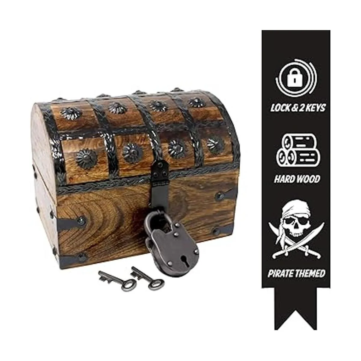 Nautical Cove Cofre del tesoro pirata con cerradura de_2
