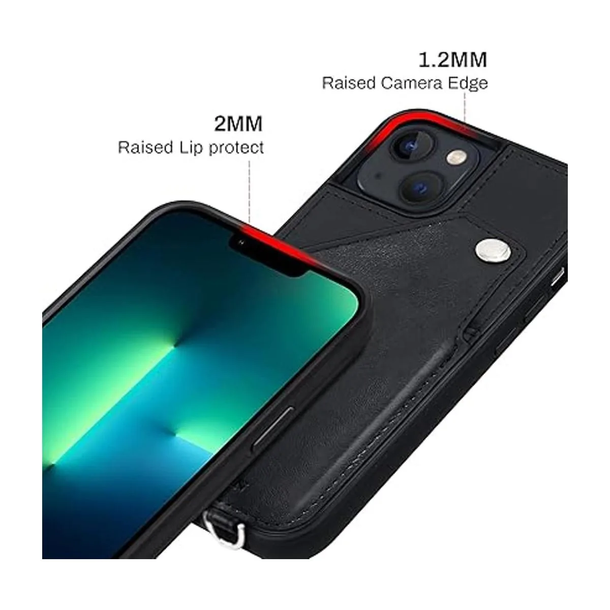 LUCKYCOIN Funda de piel cruzada para iPhone 13 de piel_3