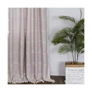 1 par de cortinas bohemias de lino y algodón con borla_6