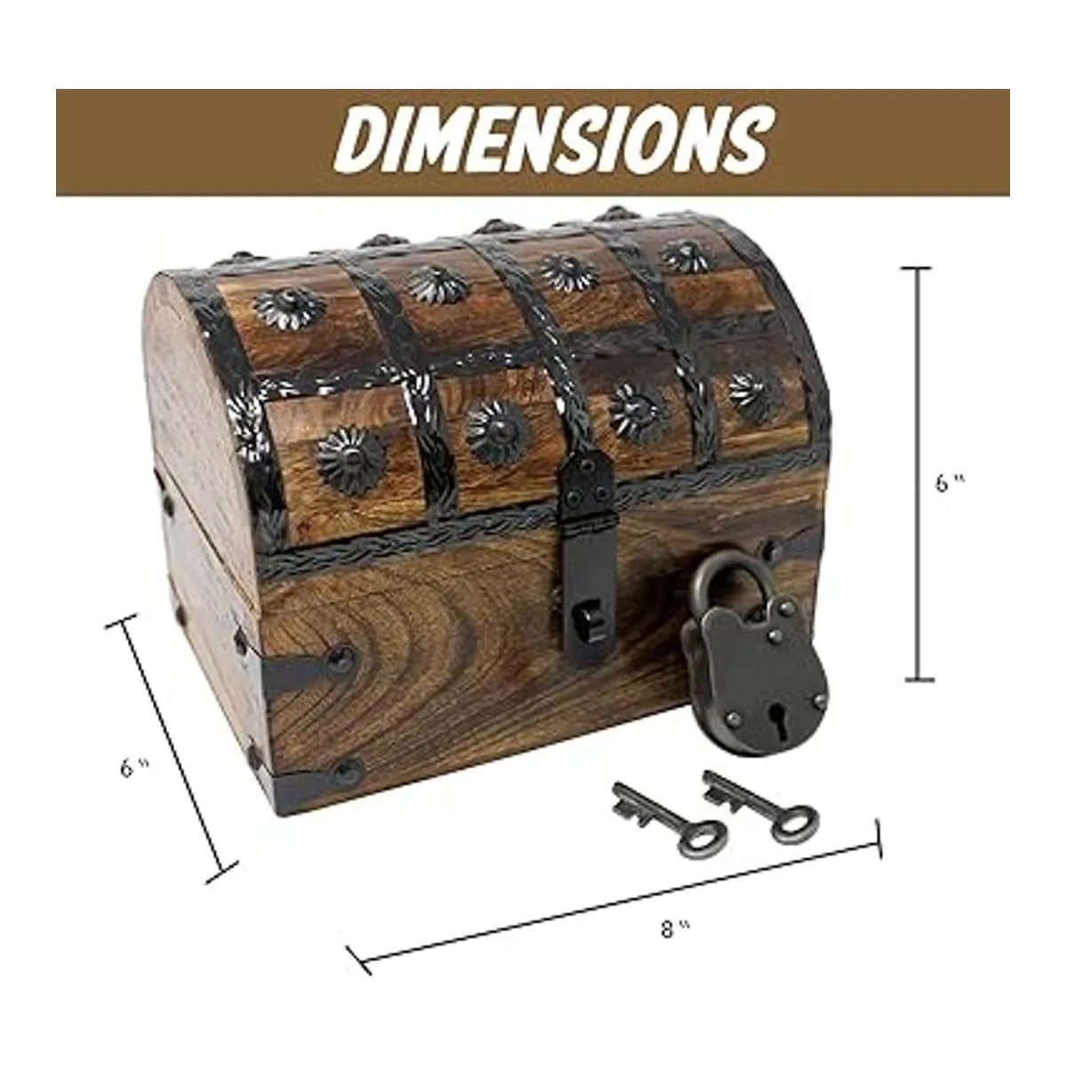 Nautical Cove Cofre del tesoro pirata con cerradura de_3