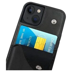 LUCKYCOIN Funda de piel cruzada para iPhone 13 de piel_5