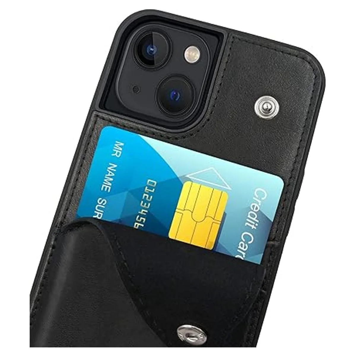 LUCKYCOIN Funda de piel cruzada para iPhone 13 de piel_5