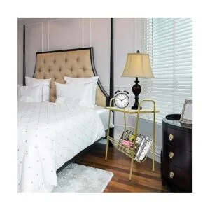 jbikao Mesa auxiliar dorada mesa decorativa con soporte_2