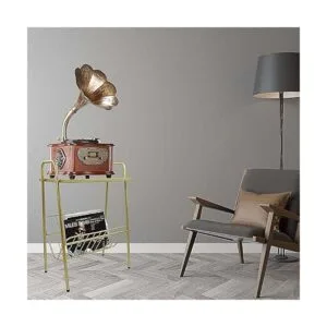 jbikao Mesa auxiliar dorada mesa decorativa con soporte_6