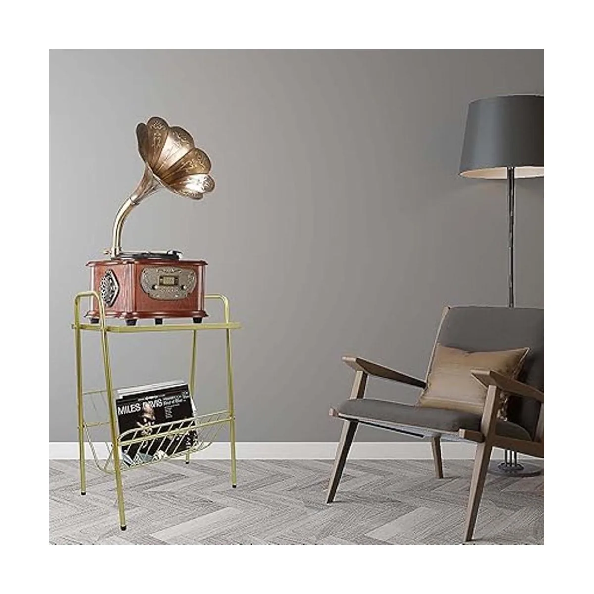 jbikao Mesa auxiliar dorada mesa decorativa con soporte_6