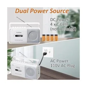 Gelielim Reproductor de casetes retro Boombox estéreo_5