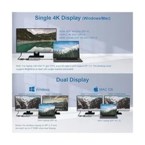 Estación de acoplamiento USB C a adaptador HDMI dual USB C_4