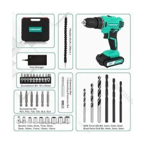 COMOWARE Taladro inalámbrico de 20 V juego de brocas_3