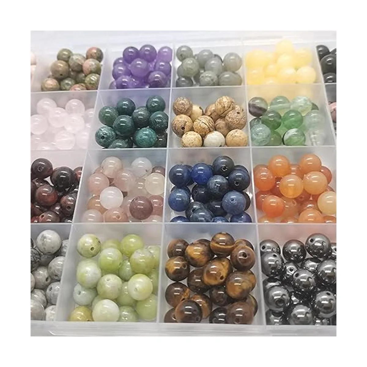 GorgGorho 480 cuentas redondas naturales de piedra_3