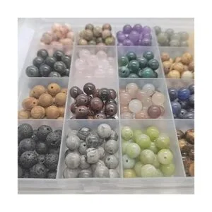 GorgGorho 480 cuentas redondas naturales de piedra_4