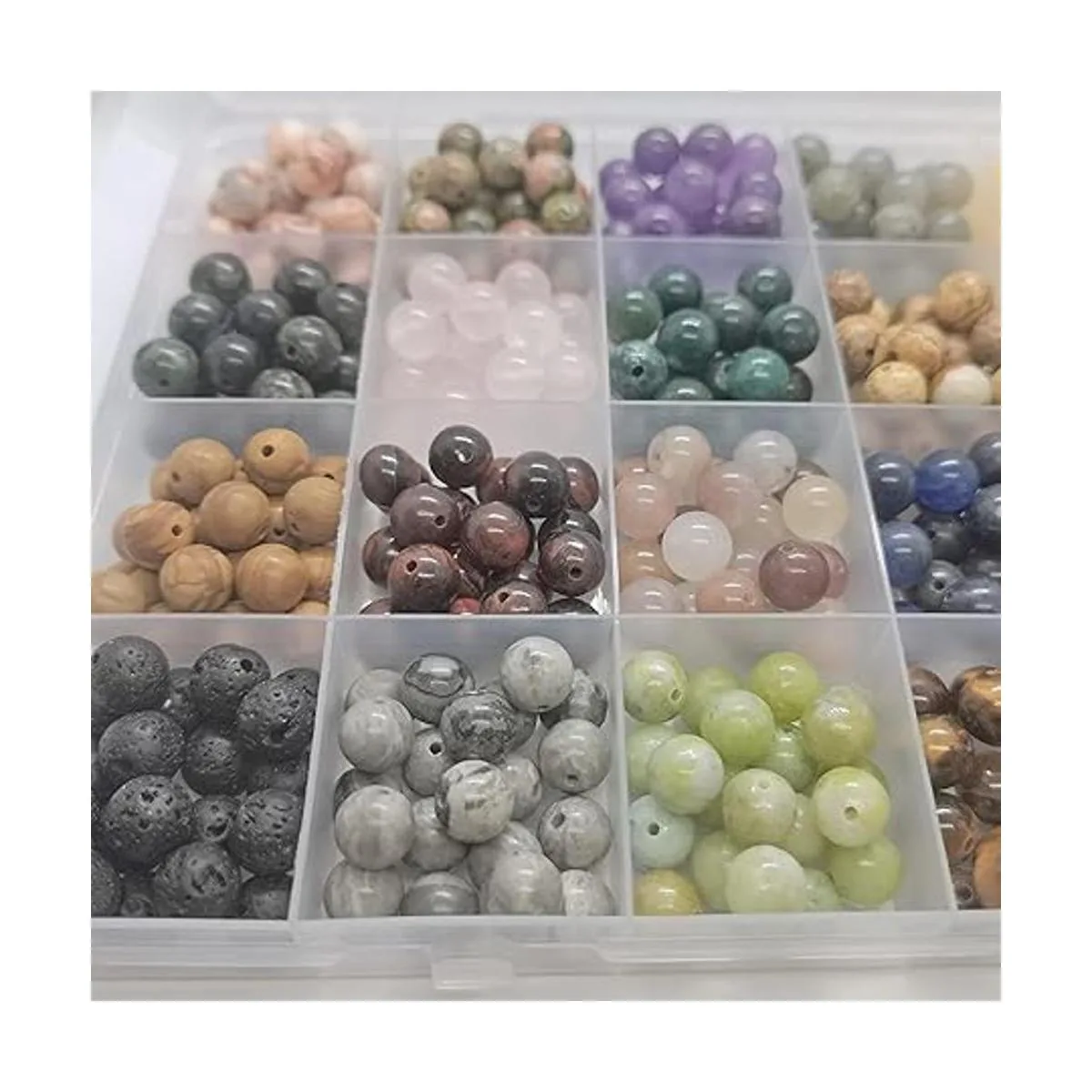 GorgGorho 480 cuentas redondas naturales de piedra_4