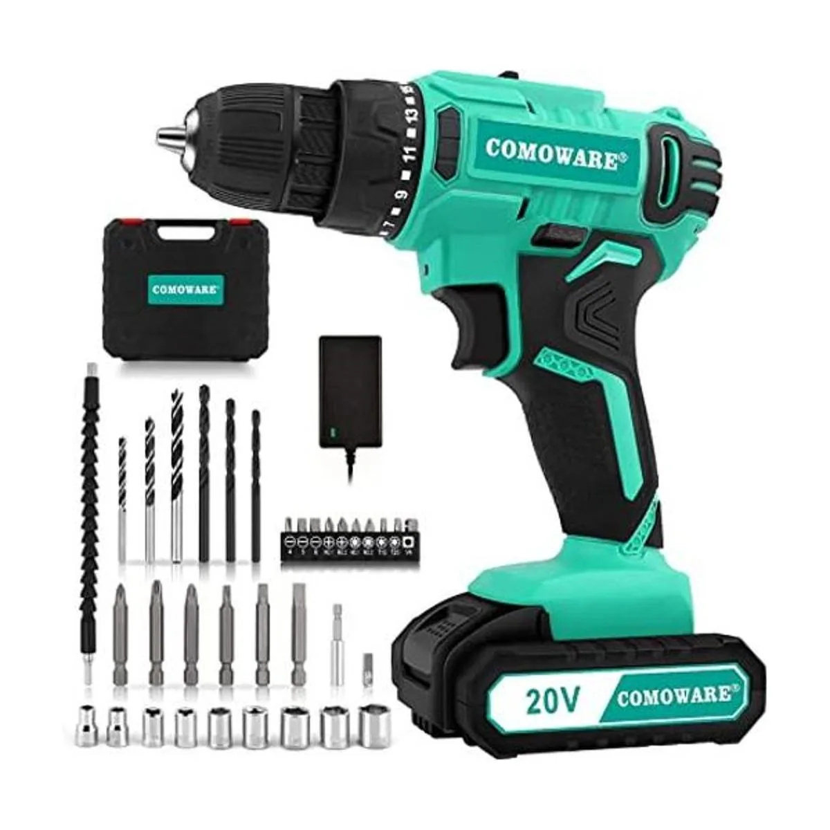 COMOWARE Taladro inalámbrico de 20 V juego de brocas_1