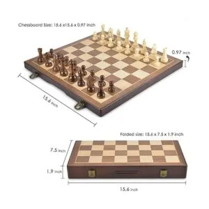 AMEROUS Juego magnético de ajedrez y damas de madera_5