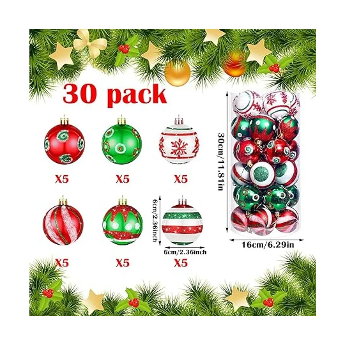 30 piezas de adornos de bolas de Navidad para colgar en_2