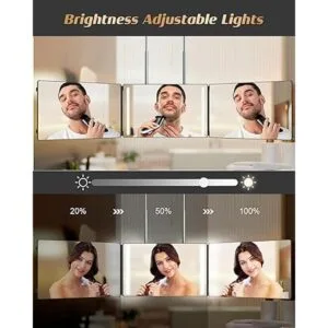 JUSRON Espejo de 3 vías para cortar el cabello espejo 360_4