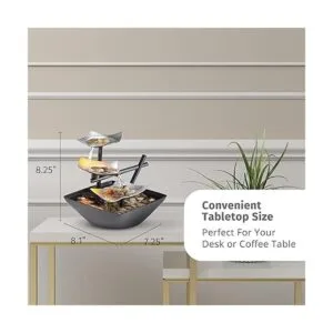 Fuente de plata iluminada de relajación con piedras_6