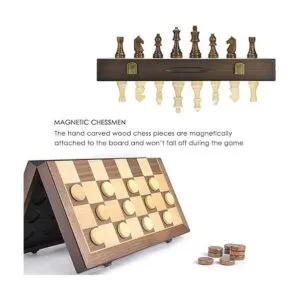 AMEROUS Juego magnético de ajedrez y damas de madera_4