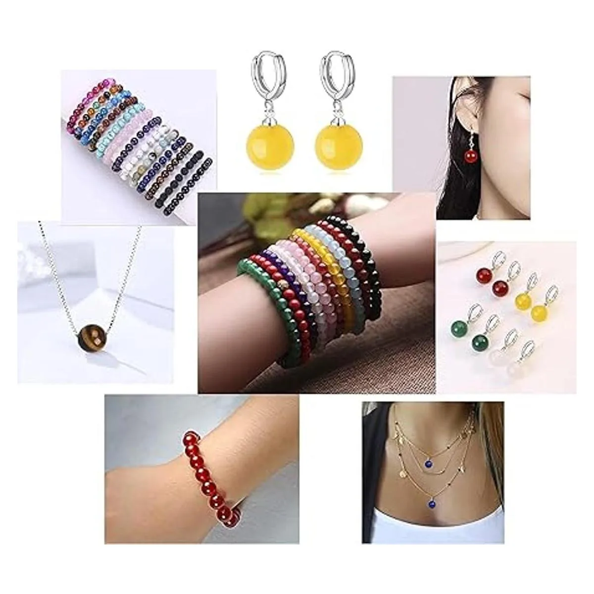 GorgGorho 480 cuentas redondas naturales de piedra_6