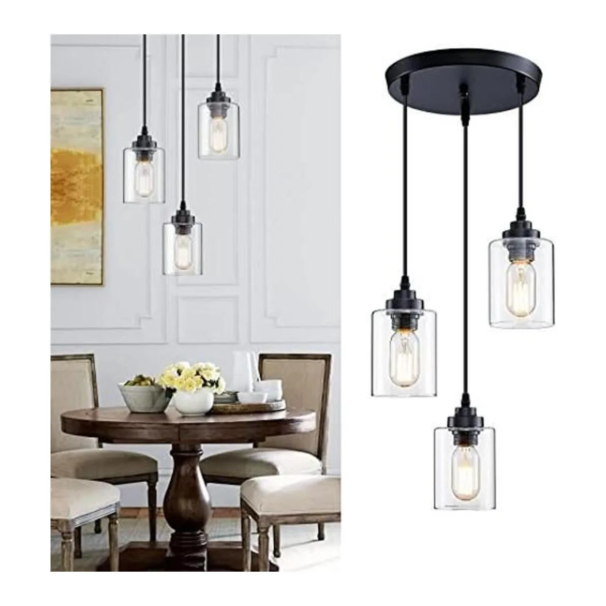 SKEJAO Iluminación colgante de 3 luces 3 lámparas_1