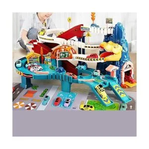 Rampa de coche de juguete diseño de dinosaurios colinas_2