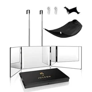 JUSRON Espejo de 3 vías para cortar el cabello espejo 360_1