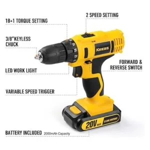 KREBS Power Juego de taladro inalámbrico de iones de_2