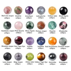 GorgGorho 480 cuentas redondas naturales de piedra_2