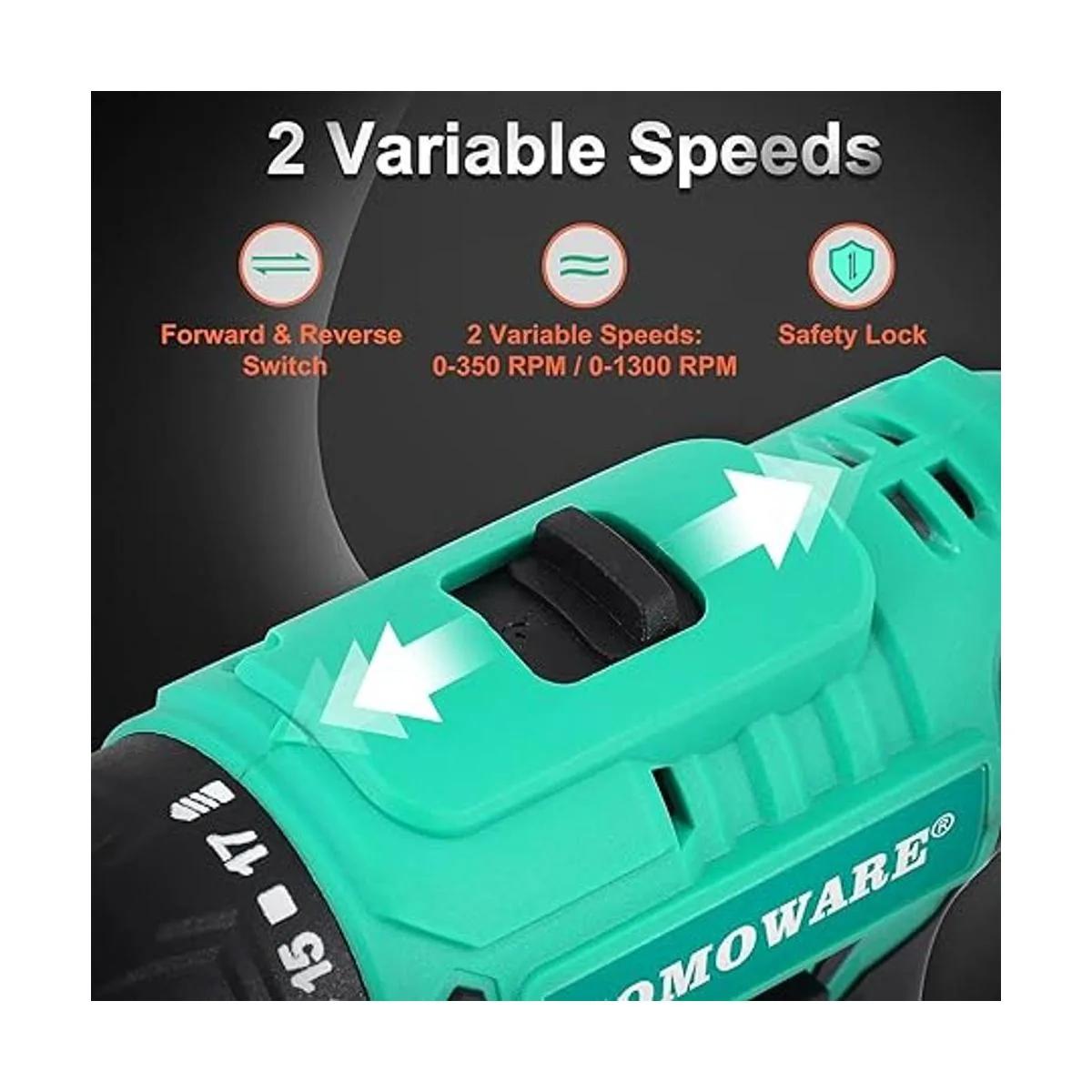 COMOWARE Taladro inalámbrico de 20 V juego de brocas_5