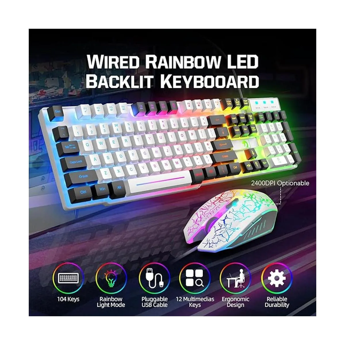 Teclado y mouse para juegos con cable alfombrilla de_2