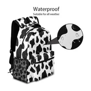 Animal Cow Print Backpacks for Girls Kids Boys Black and_4