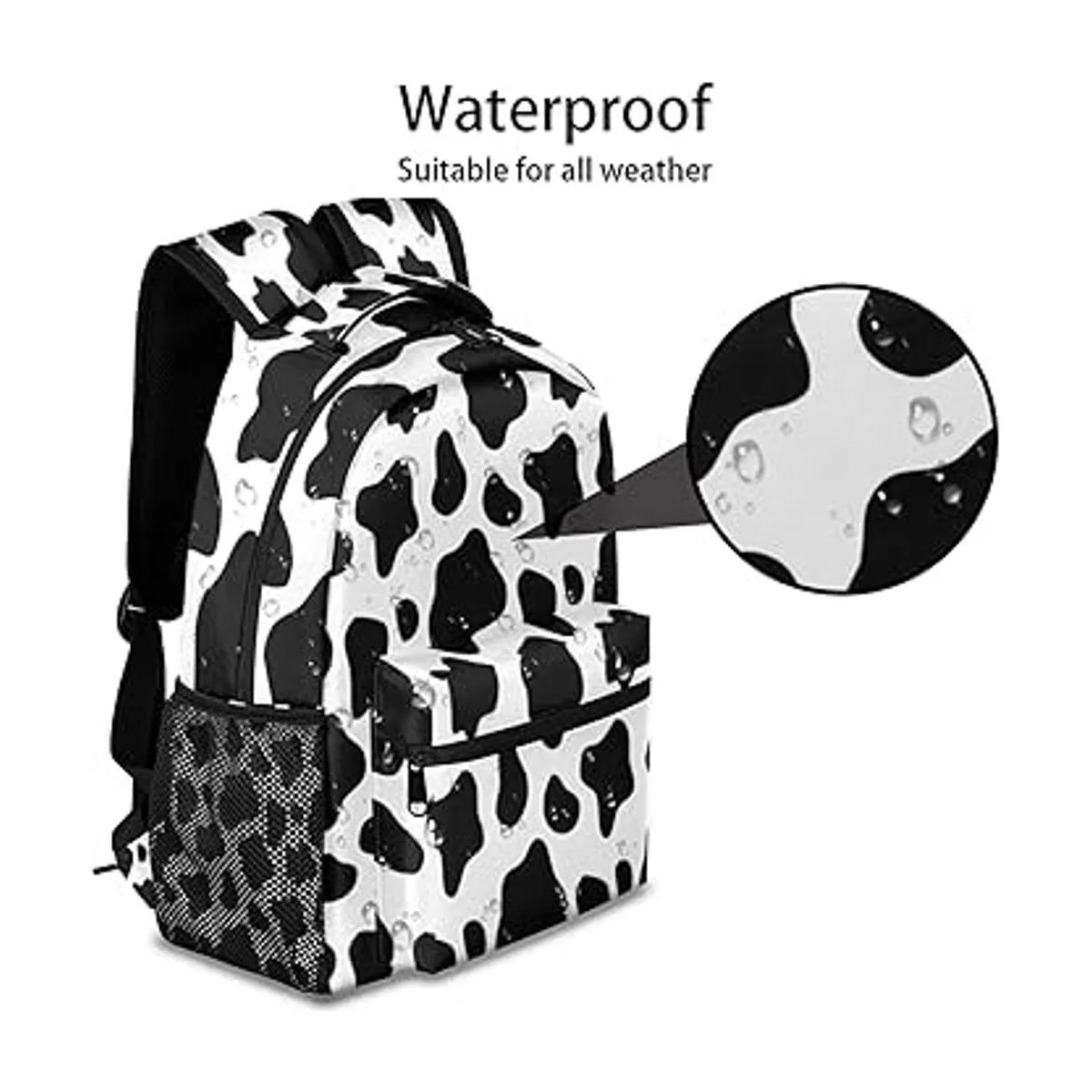 Animal Cow Print Backpacks for Girls Kids Boys Black and_4