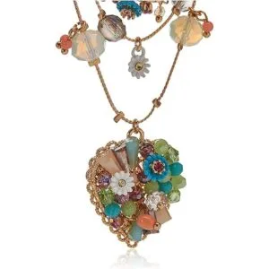 Betsey Johnson Collar de ilusión de corazón de flores_2