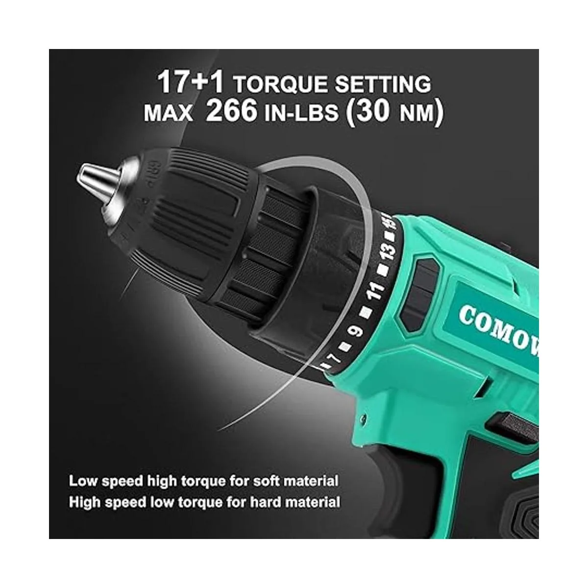 COMOWARE Taladro inalámbrico de 20 V juego de brocas_4