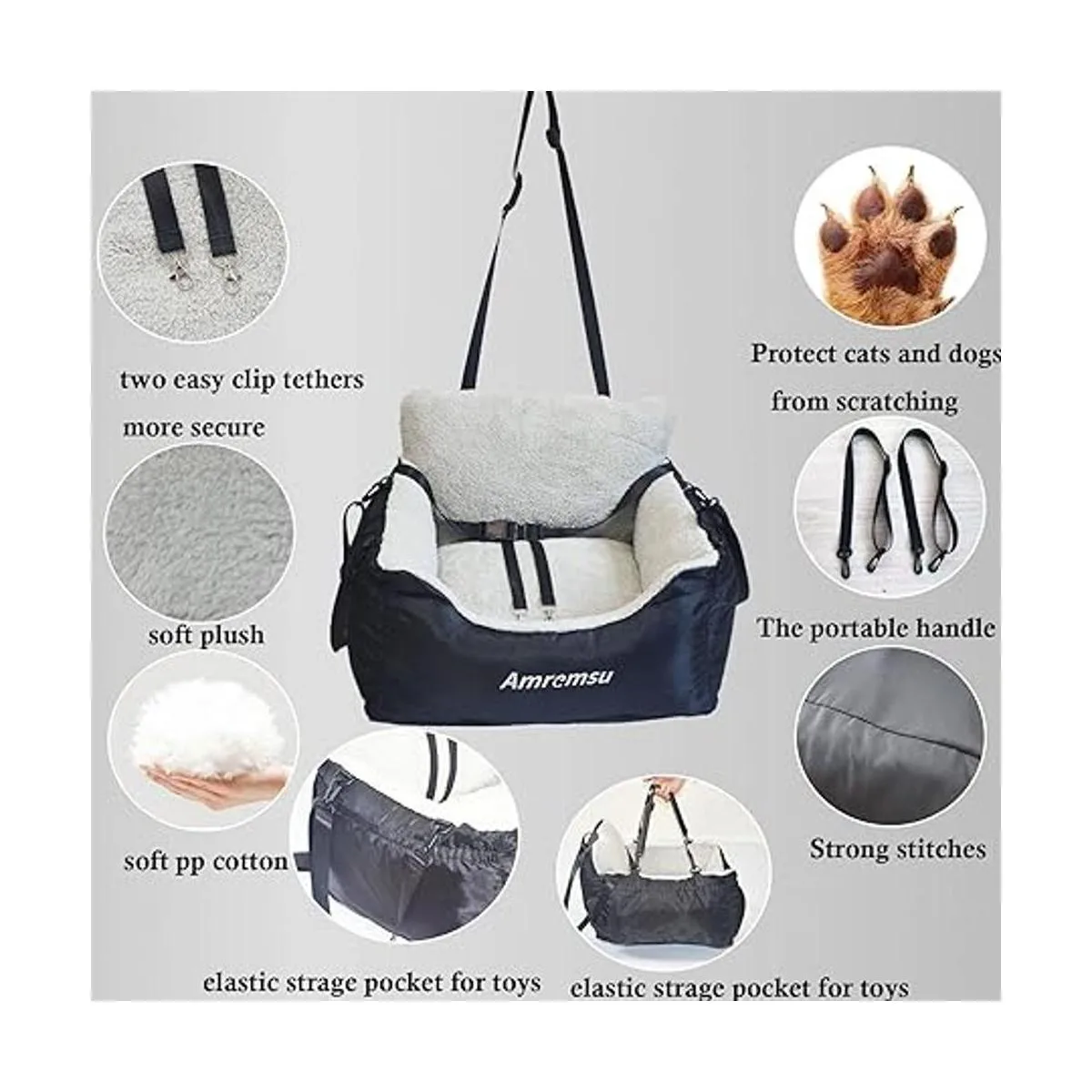 Asiento de coche para perros pequeños totalmente_3